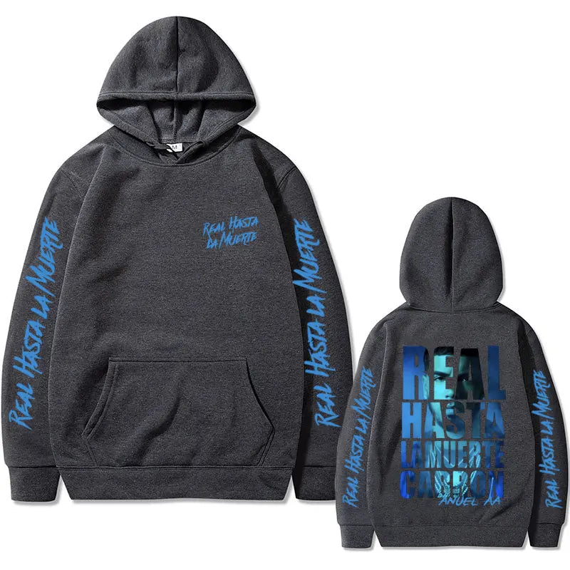 Rapper Anuel AA Hoodie Real Hasta La Muerte Print Sweatshirt Male Fashion Vintage Hoodies Men Women Hip Hop Oversized Streetwear