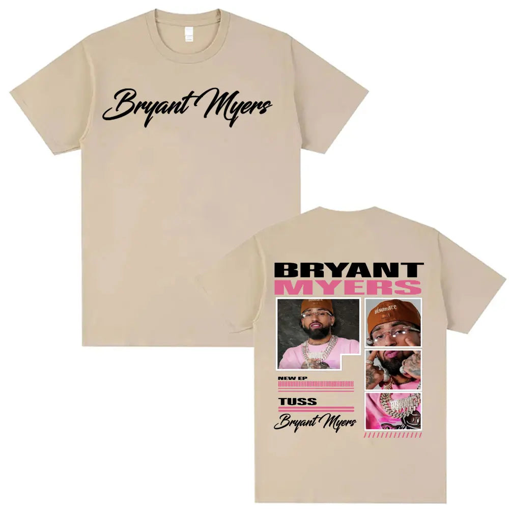 Rapper Bryant Myers 2025 Tour Graphic T-shirts Men Clothing Harajuku Hip Hop Streetwear T Shirts Casual Cotton Oversized T-shirt