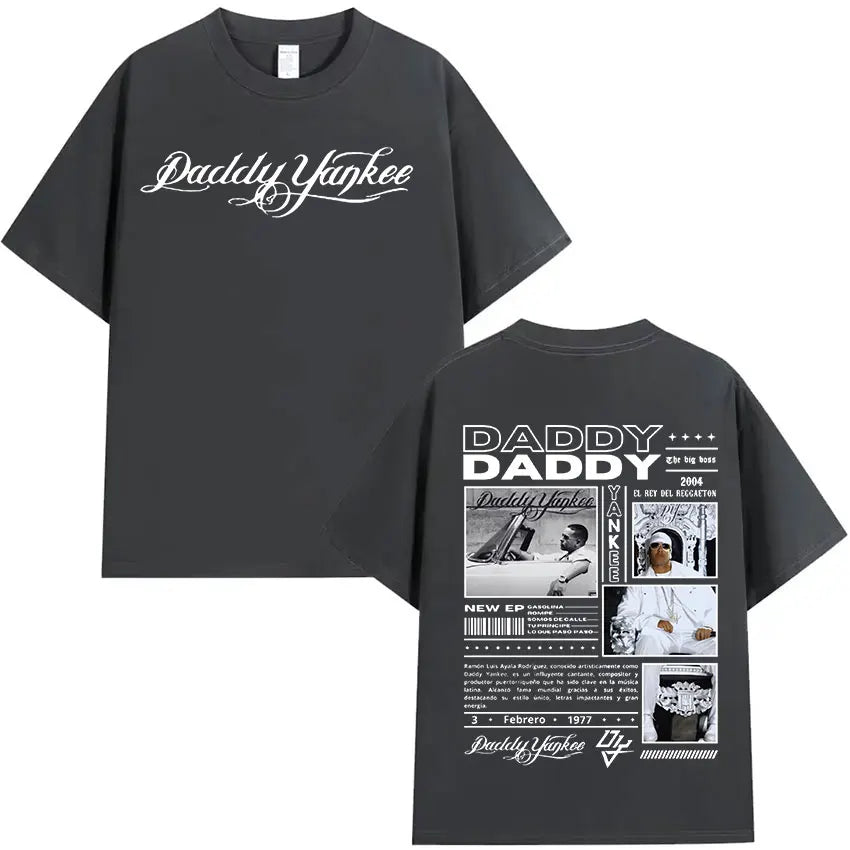 Rapper Daddy Yankee 2024 Tour Graphic T Shirts Men's Retro High Quality Oversized Cotton T-shirt Y2k Man Hip Hop Clothing Tshirt