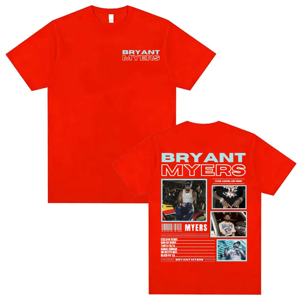 Rapper Bryant Myers 2025 Tour T-shirts for Men Women Fashion Hip Hop Punk Style T Shirts Casual 100% Cotton Short Sleeve T-shirt