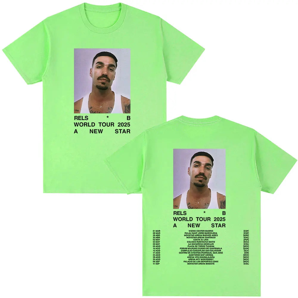 Rels B A New Star World Tour Concert 2025 T Shirts Men's Clothing Hip Hop Fashion Oversized Short Sleeve T-shirt Cotton T-shirts