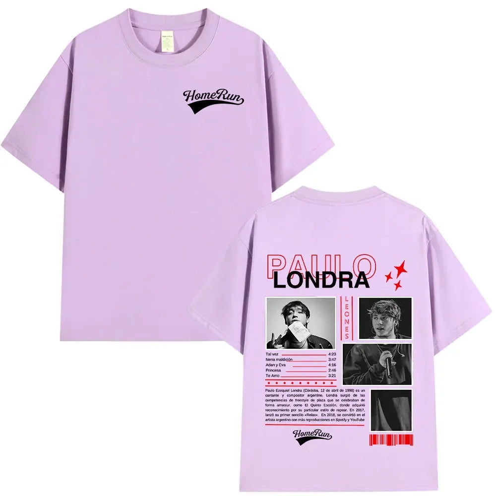 Rapper Paulo Londra Homerun T-shirts Men Women Fashion Hip Hop Oversized T Shirts Comfort Cotton Short Sleeve T-shirt Streetwear