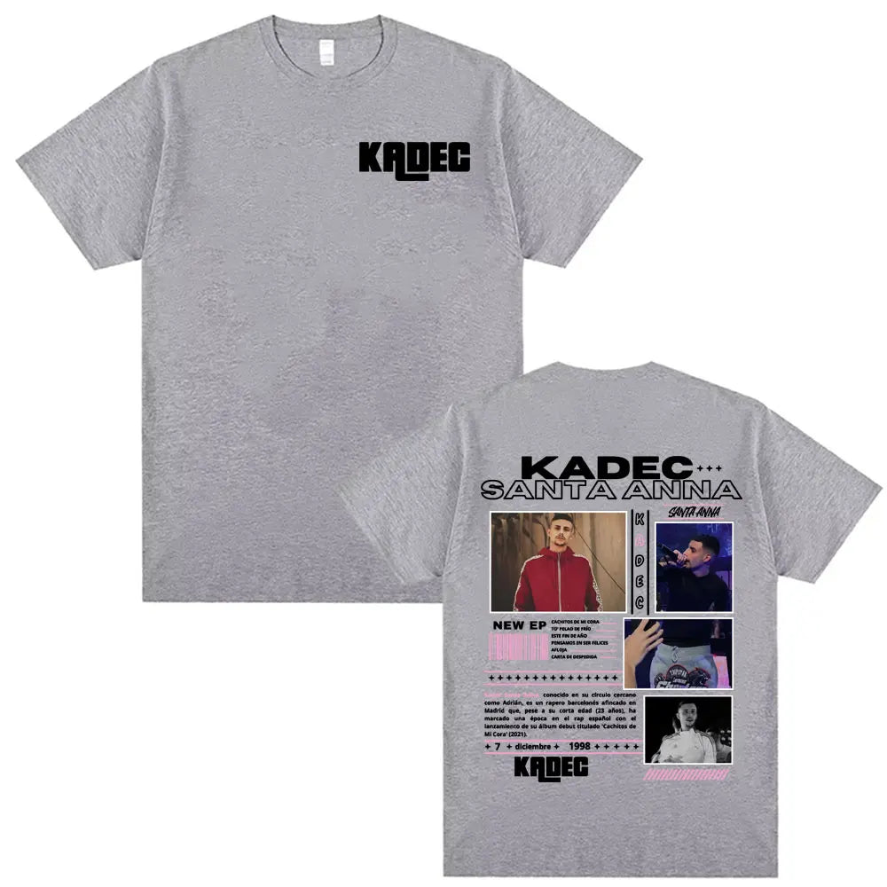 Rapper Kadec Santa Anna 2025 Tour T Shirt Men Women High Quality Casual Oversized T-shirts Vintage 100% Cotton Crewneck T-shirt