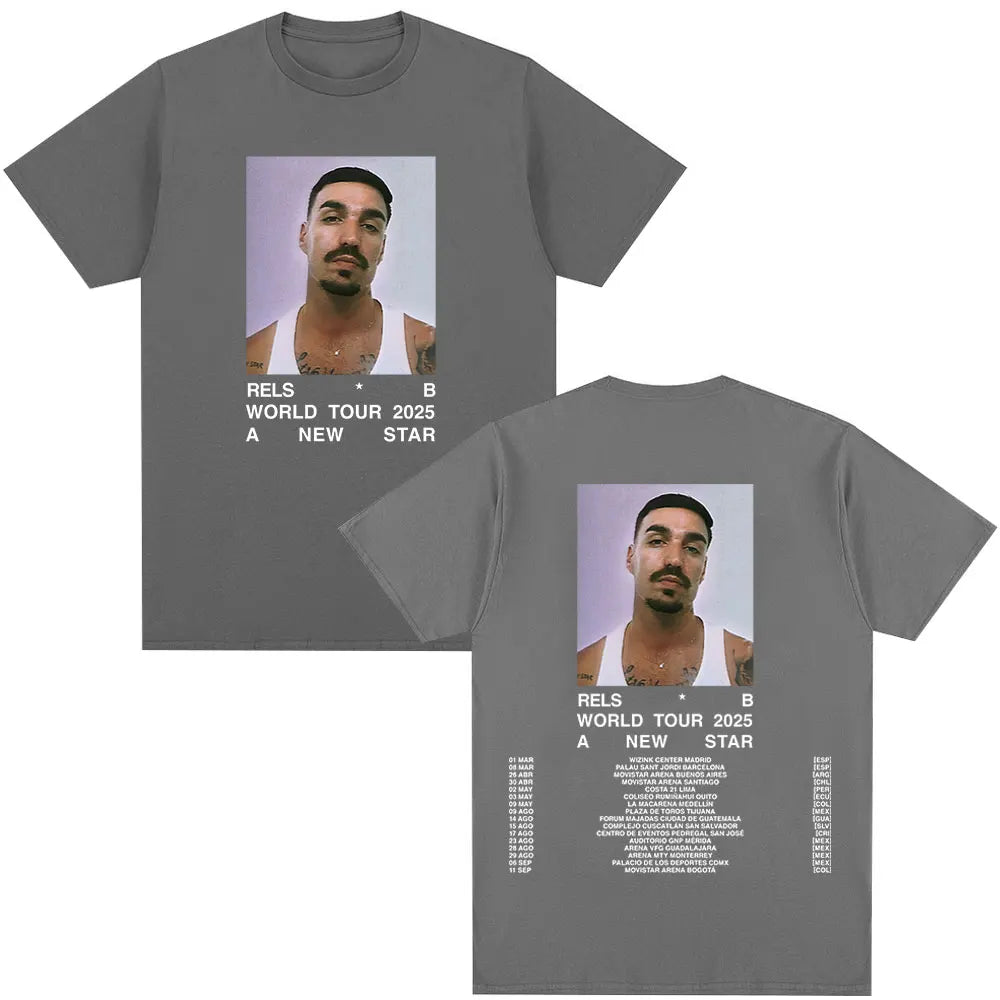 Rels B A New Star World Tour Concert 2025 T Shirts Men's Clothing Hip Hop Fashion Oversized Short Sleeve T-shirt Cotton T-shirts