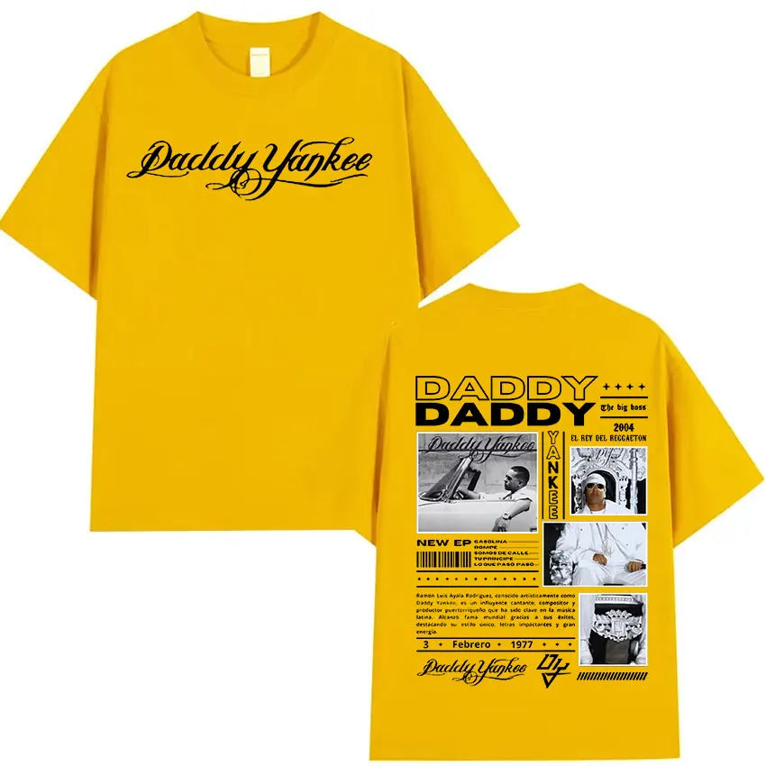 Rapper Daddy Yankee 2024 Tour Graphic T Shirts Men's Retro High Quality Oversized Cotton T-shirt Y2k Man Hip Hop Clothing Tshirt