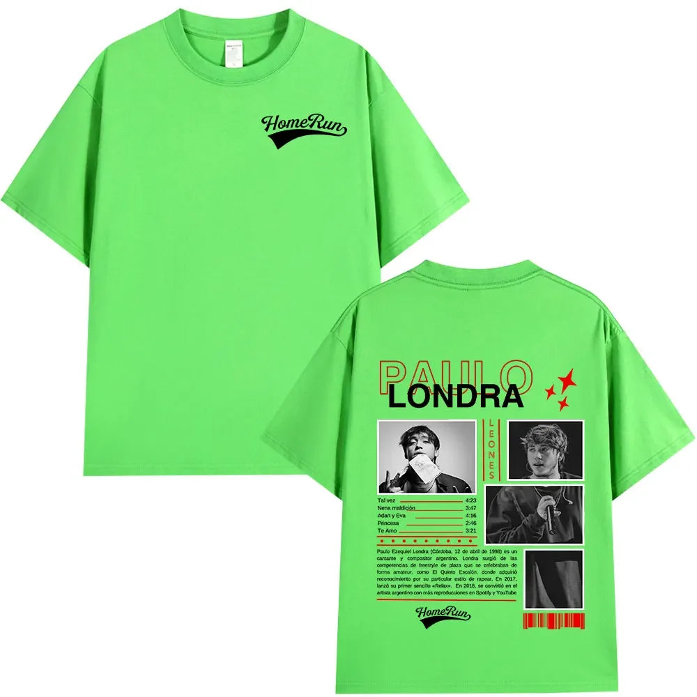 Rapper Paulo Londra Homerun T-shirts Men Women Fashion Hip Hop Oversized T Shirts Comfort Cotton Short Sleeve T-shirt Streetwear