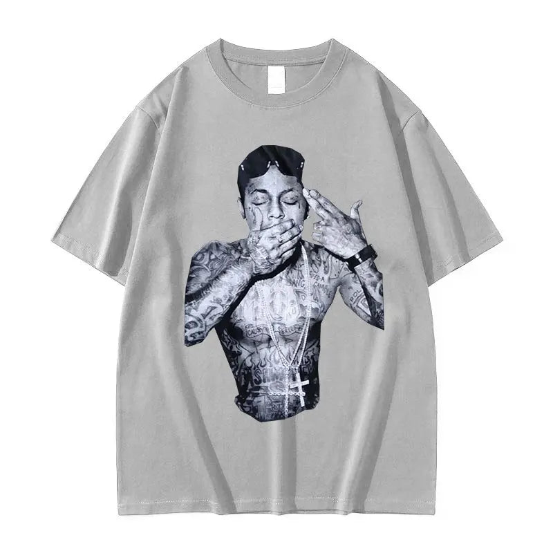 Rapper Lil Wayne Print Graphic T Shirt Men's Cool Hip Hop Gothic Clothing T-shirts Y2k Man Retro Oversized Cotton T-shirt Unisex