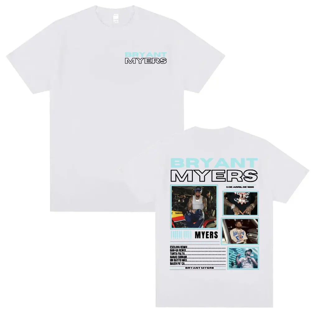 Rapper Bryant Myers 2025 Tour T-shirts for Men Women Fashion Hip Hop Punk Style T Shirts Casual 100% Cotton Short Sleeve T-shirt