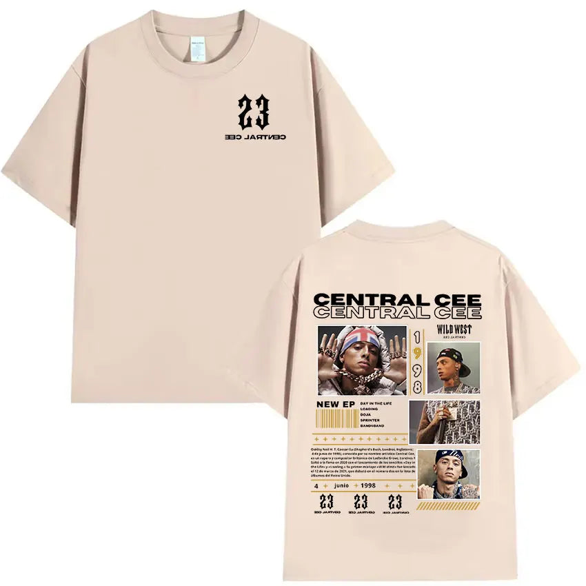 Rapper CENTRAL CEE WILD WEST Tour 2025 Graphic T Shirts Men's Women Vintage Fashion Oversized Cotton T-shirt Hip Hop Streetwear
