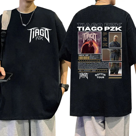 Rapper TIAGO PZK Graphic T Shirt Men's Hip Hop Fashion Short Sleeve T-shirts Unisex Vintage Oversized Cotton T-shirt Streetwear