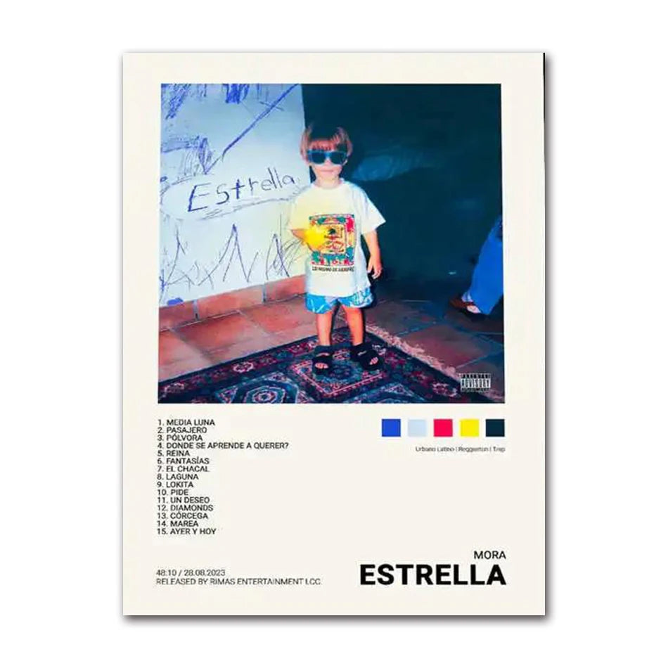 Nordic Pop Rapper Quevedo Poster Aesthetics Mora Feid Eladio Carrion Rauw AlejanDro Music Album Canvas Print Wall Art Room Decor