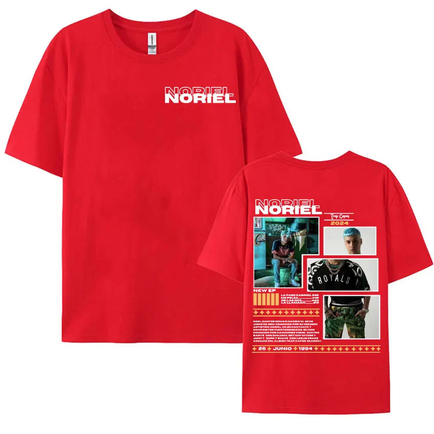 Rapper Noriel Album Tour Cover T-shirts for Men Women Hip Hop Pop Music Harajuku Y2k T Shirt Male High Quality Oversized T-shirt