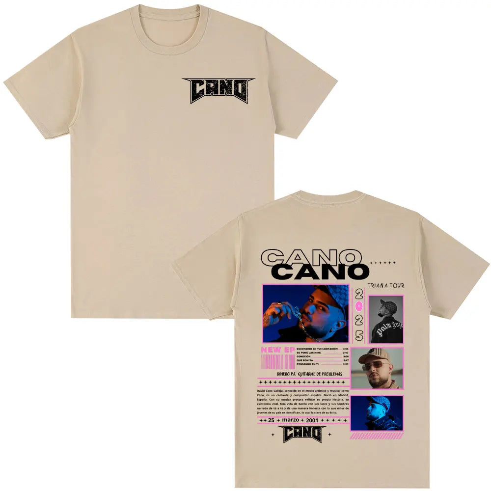 Rapper Cano Triana Tour Merch T-shirts Men Women Fashion Hip Hop Oversized T Shirt Comfort Cotton Casual Short Sleeve T-shirt