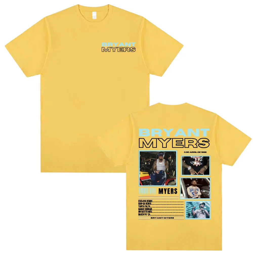 Rapper Bryant Myers 2025 Tour T-shirts for Men Women Fashion Hip Hop Punk Style T Shirts Casual 100% Cotton Short Sleeve T-shirt