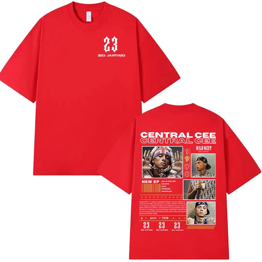 Rapper CENTRAL CEE WILD WEST Tour 2025 Graphic T Shirts Men's Women Vintage Fashion Oversized Cotton T-shirt Hip Hop Streetwear