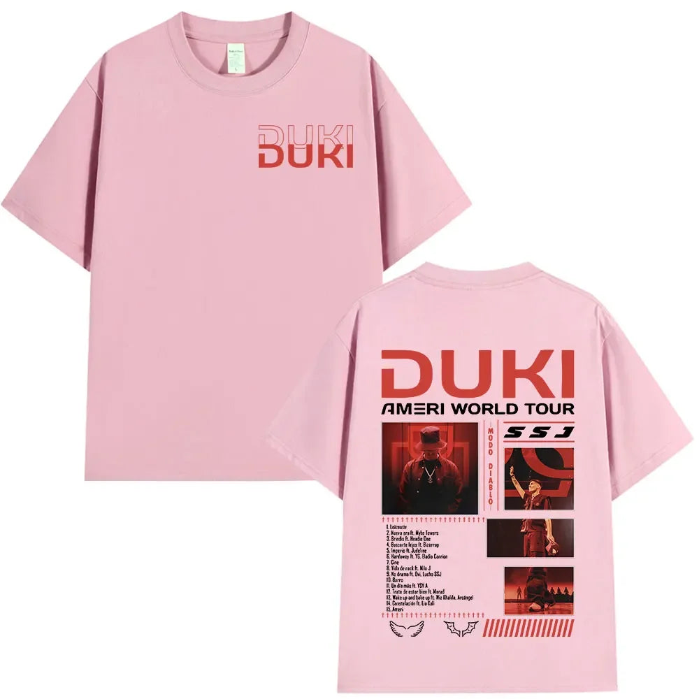 Rapper Duki Ameri World Tour Merch T-shirts Men Women Fashion Hip Hop Oversized T Shirts Cotton Casual Short Sleeve T-shirt Tops