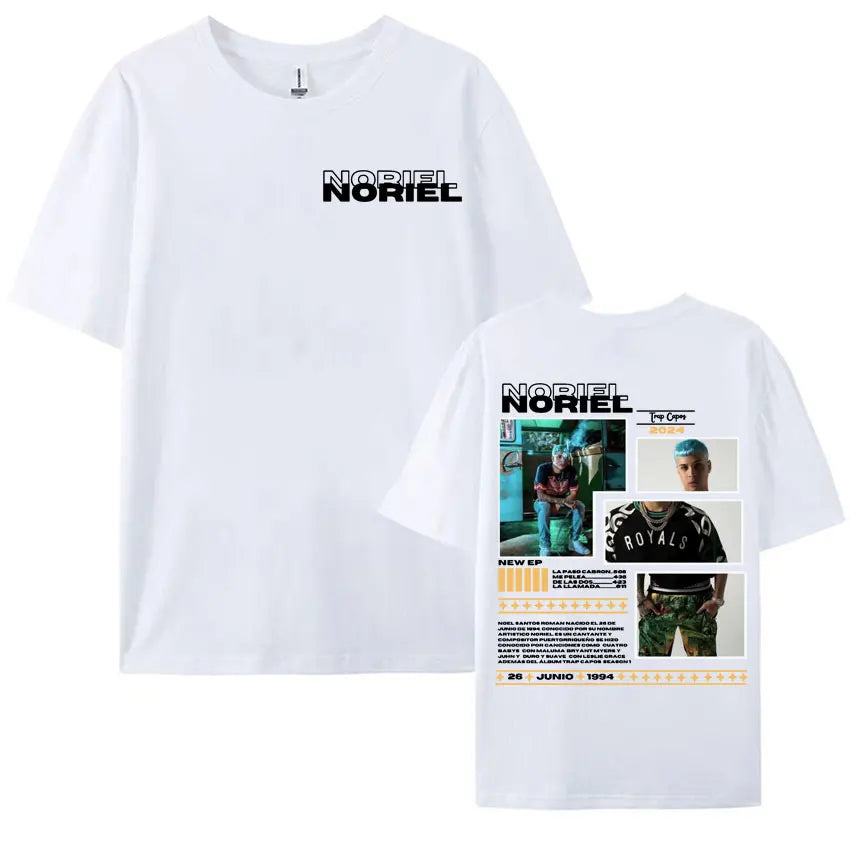 Rapper Noriel Album Tour Cover T-shirts for Men Women Hip Hop Pop Music Harajuku Y2k T Shirt Male High Quality Oversized T-shirt