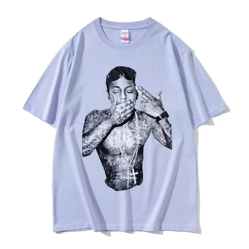 Rapper Lil Wayne Print Graphic T Shirt Men's Cool Hip Hop Gothic Clothing T-shirts Y2k Man Retro Oversized Cotton T-shirt Unisex