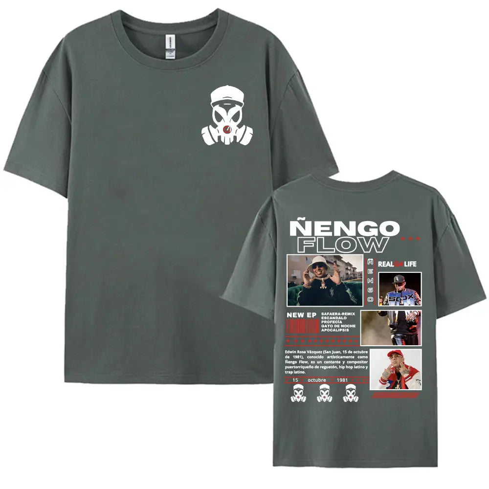 Rapper Nengo Flow Real G4 Life Tour Graphic T Shirt Men Women Vintage Hip Hop  Pop Music T-shirt Fashion Oversized Cotton Tshirt