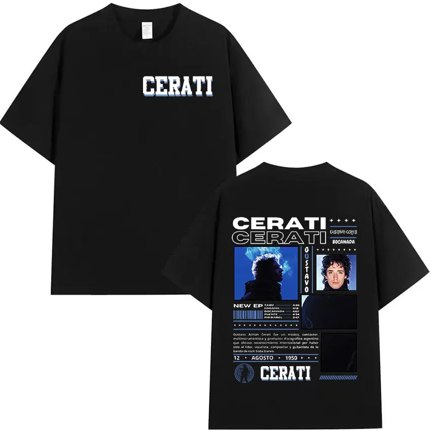 Rapper Gustavo Cerati 2025 Tour Graphic T Shirt Men Hip Hop Fashion Cotton Short Sleeve T-shirt Retro Style Gothic Clothing Tees