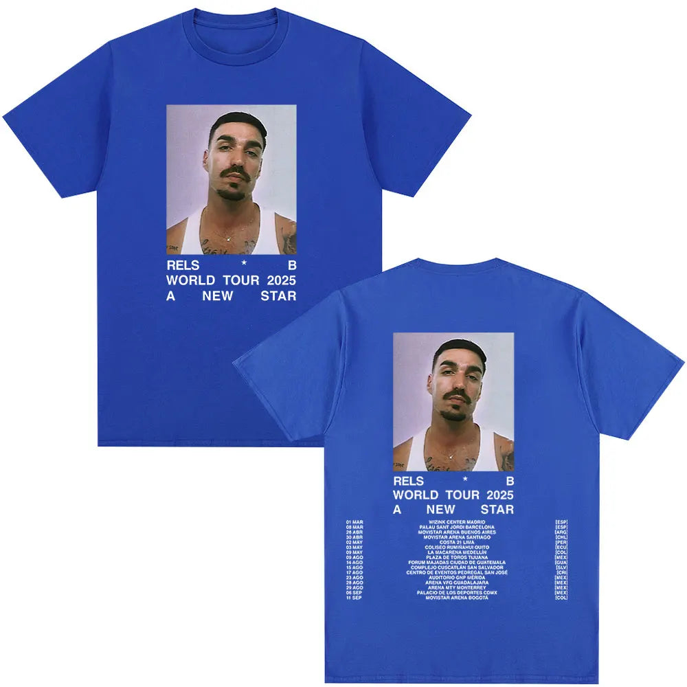 Rels B A New Star World Tour Concert 2025 T Shirts Men's Clothing Hip Hop Fashion Oversized Short Sleeve T-shirt Cotton T-shirts