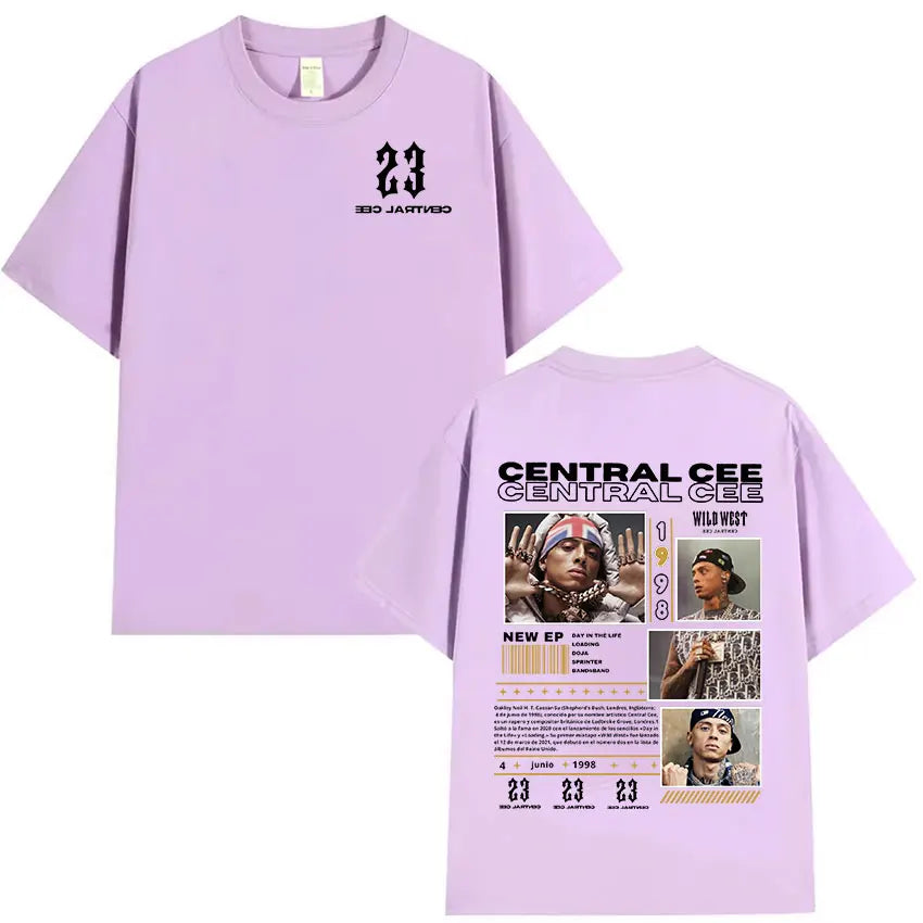 Rapper CENTRAL CEE WILD WEST Tour 2025 Graphic T Shirts Men's Women Vintage Fashion Oversized Cotton T-shirt Hip Hop Streetwear
