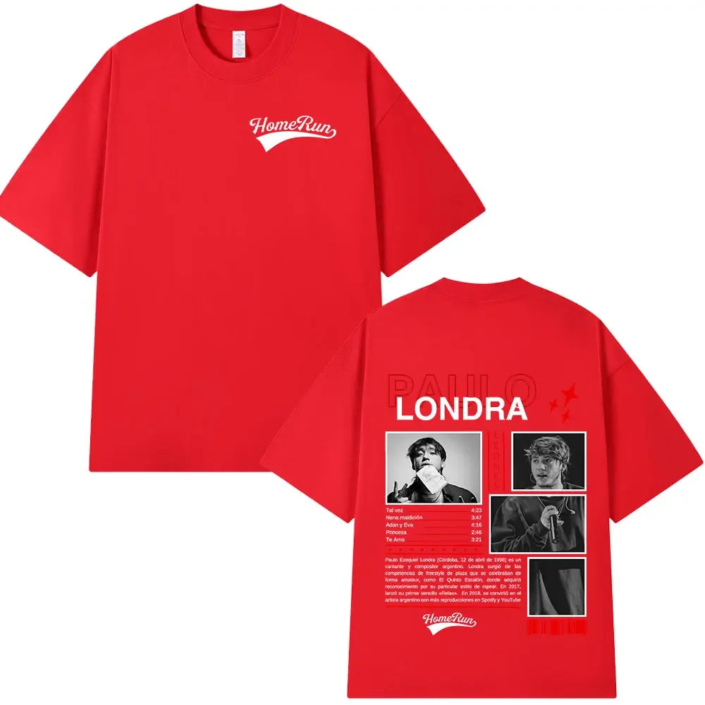Rapper Paulo Londra Homerun T-shirts Men Women Fashion Hip Hop Oversized T Shirts Comfort Cotton Short Sleeve T-shirt Streetwear