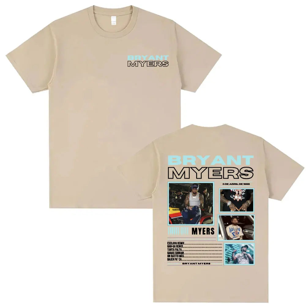 Rapper Bryant Myers 2025 Tour T-shirts for Men Women Fashion Hip Hop Punk Style T Shirts Casual 100% Cotton Short Sleeve T-shirt