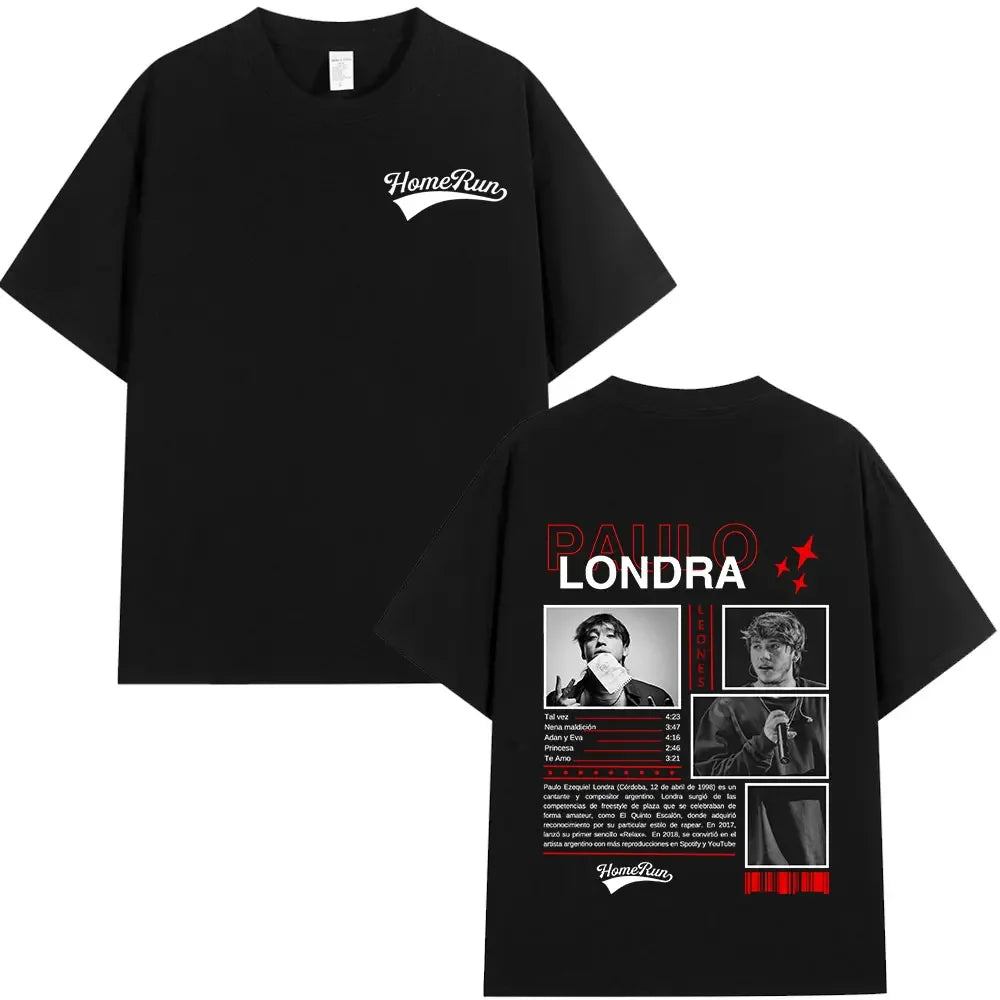 Rapper Paulo Londra Homerun T-shirts Men Women Fashion Hip Hop Oversized T Shirts Comfort Cotton Short Sleeve T-shirt Streetwear