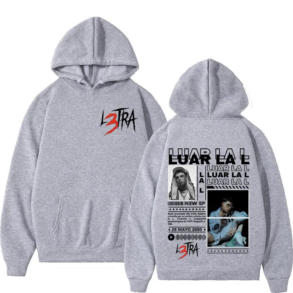 Rapper Luar La L Music Album L3TRA Hoodie Men's Clothing Hip Hop Hooded Sweatshirts Fashion Casual Oversized Pullover Streetwear