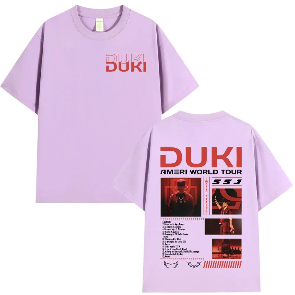 Rapper Duki Ameri World Tour Merch T-shirts Men Women Fashion Hip Hop Oversized T Shirts Cotton Casual Short Sleeve T-shirt Tops