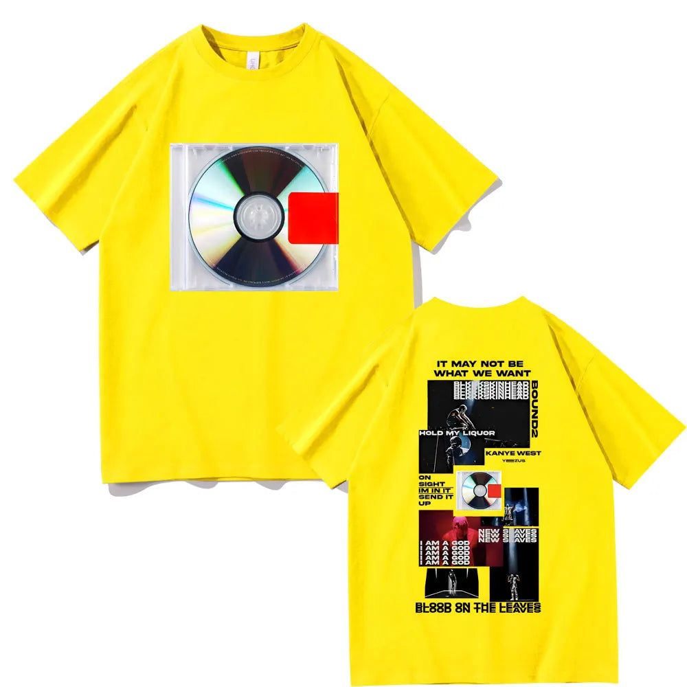 Rapper Kanye West Yeezus It May Not Be What We Want Album Cover T-shirt Men's Hip Hop Vintage T Shirt Male Oversized Streetwear