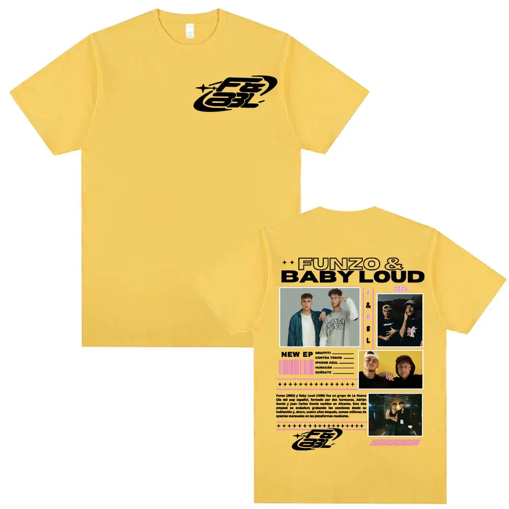 Rapper Funzo & Baby Loud 2025 Tour T-shirts Unisex Fashion Casual Cotton Oversized T Shirt Men's Punk Hip Hop Streetwear T-shirt