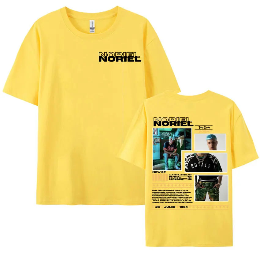 Rapper Noriel Album Tour Cover T-shirts for Men Women Hip Hop Pop Music Harajuku Y2k T Shirt Male High Quality Oversized T-shirt