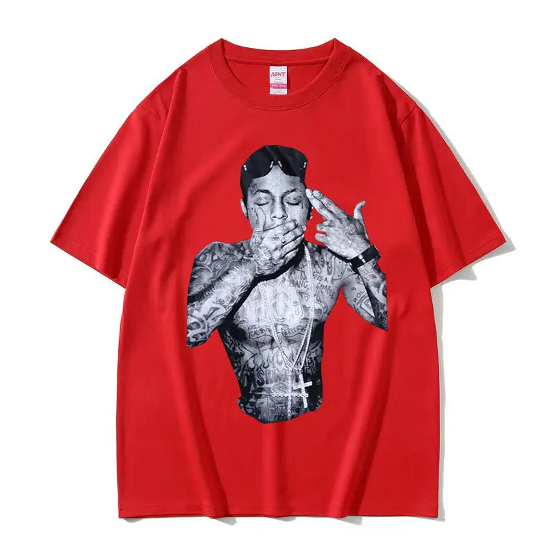 Rapper Lil Wayne Print Graphic T Shirt Men's Cool Hip Hop Gothic Clothing T-shirts Y2k Man Retro Oversized Cotton T-shirt Unisex