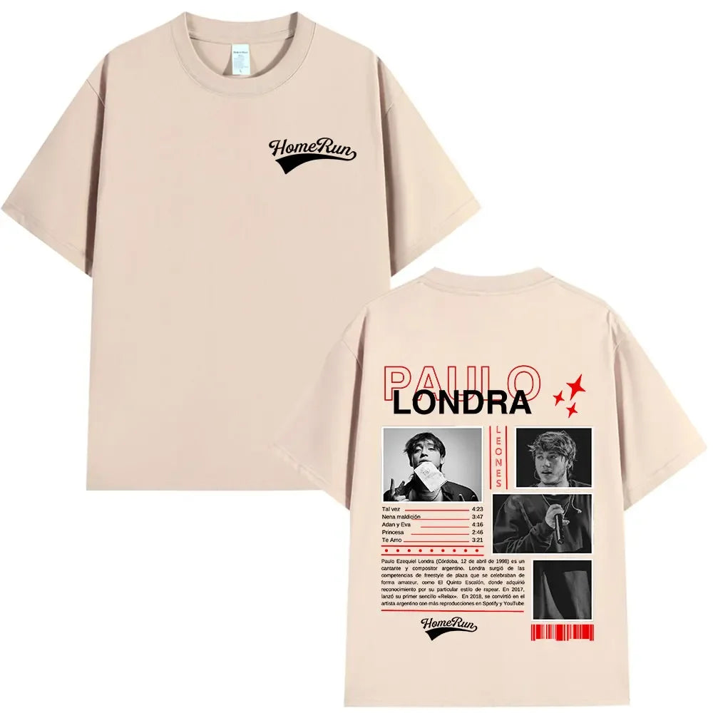 Rapper Paulo Londra Homerun T-shirts Men Women Fashion Hip Hop Oversized T Shirts Comfort Cotton Short Sleeve T-shirt Streetwear