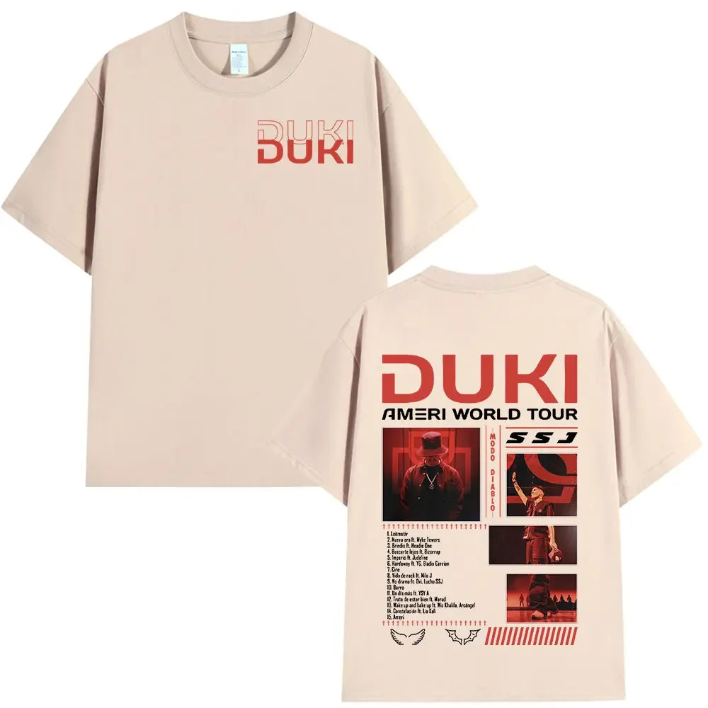 Rapper Duki Ameri World Tour Merch T-shirts Men Women Fashion Hip Hop Oversized T Shirts Cotton Casual Short Sleeve T-shirt Tops