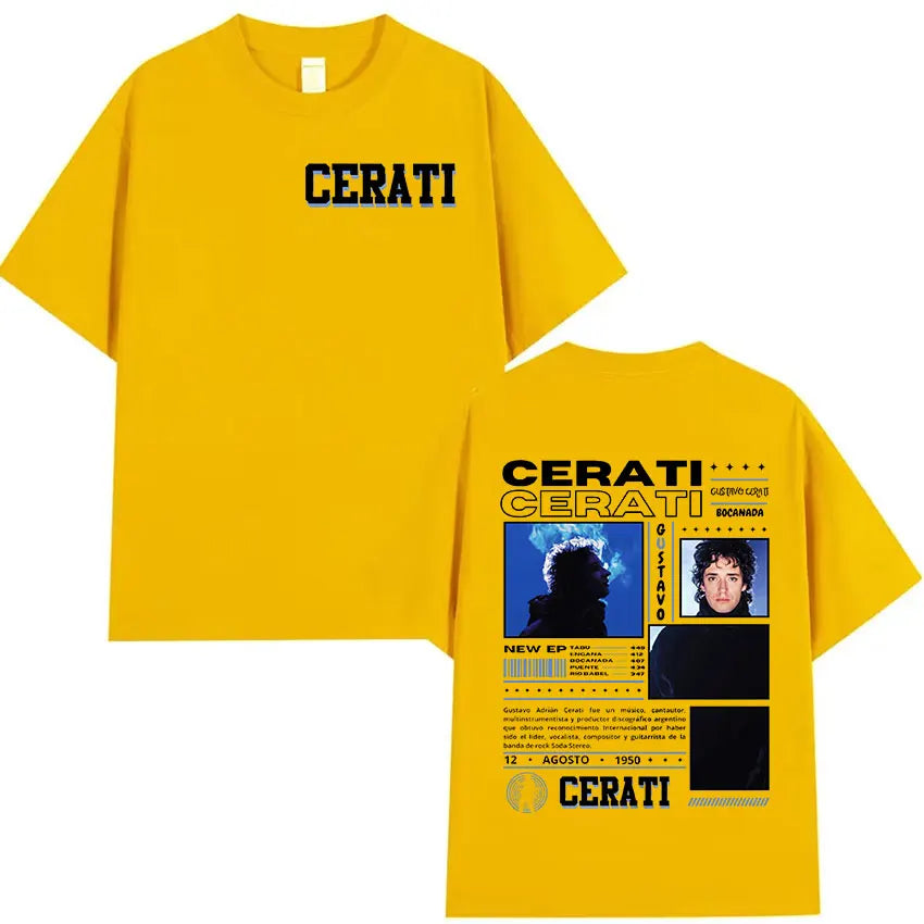 Rapper Gustavo Cerati 2025 Tour Graphic T Shirt Men Hip Hop Fashion Cotton Short Sleeve T-shirt Retro Style Gothic Clothing Tees