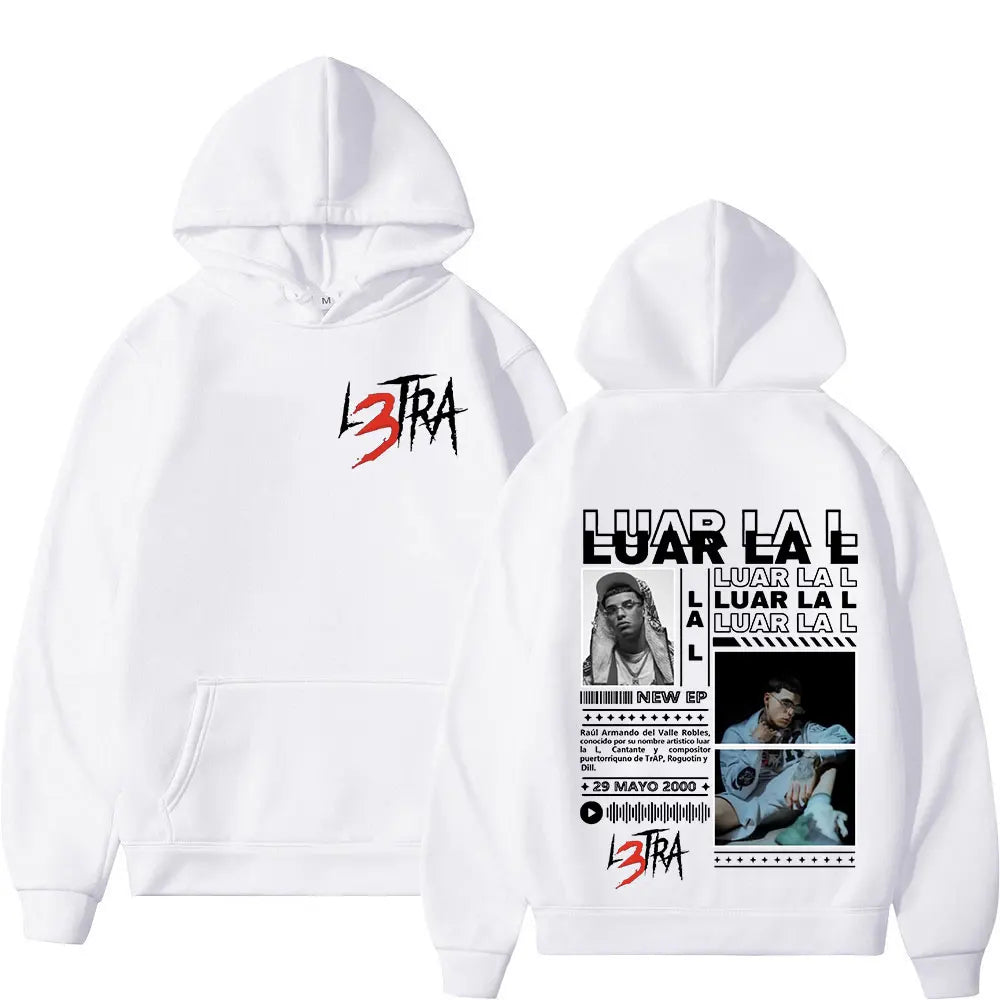 Rapper Luar La L Music Album L3TRA Hoodie Men's Clothing Hip Hop Hooded Sweatshirts Fashion Casual Oversized Pullover Streetwear