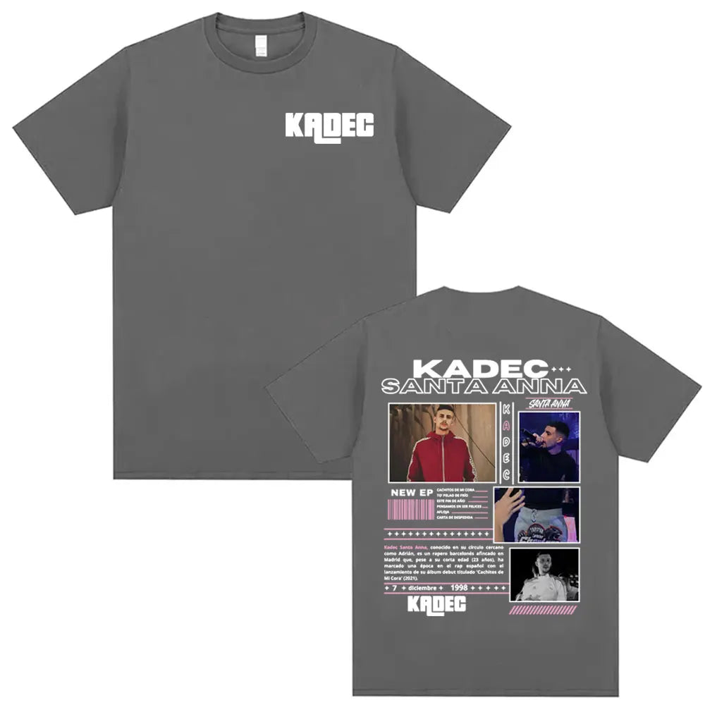 Rapper Kadec Santa Anna 2025 Tour T Shirt Men Women High Quality Casual Oversized T-shirts Vintage 100% Cotton Crewneck T-shirt