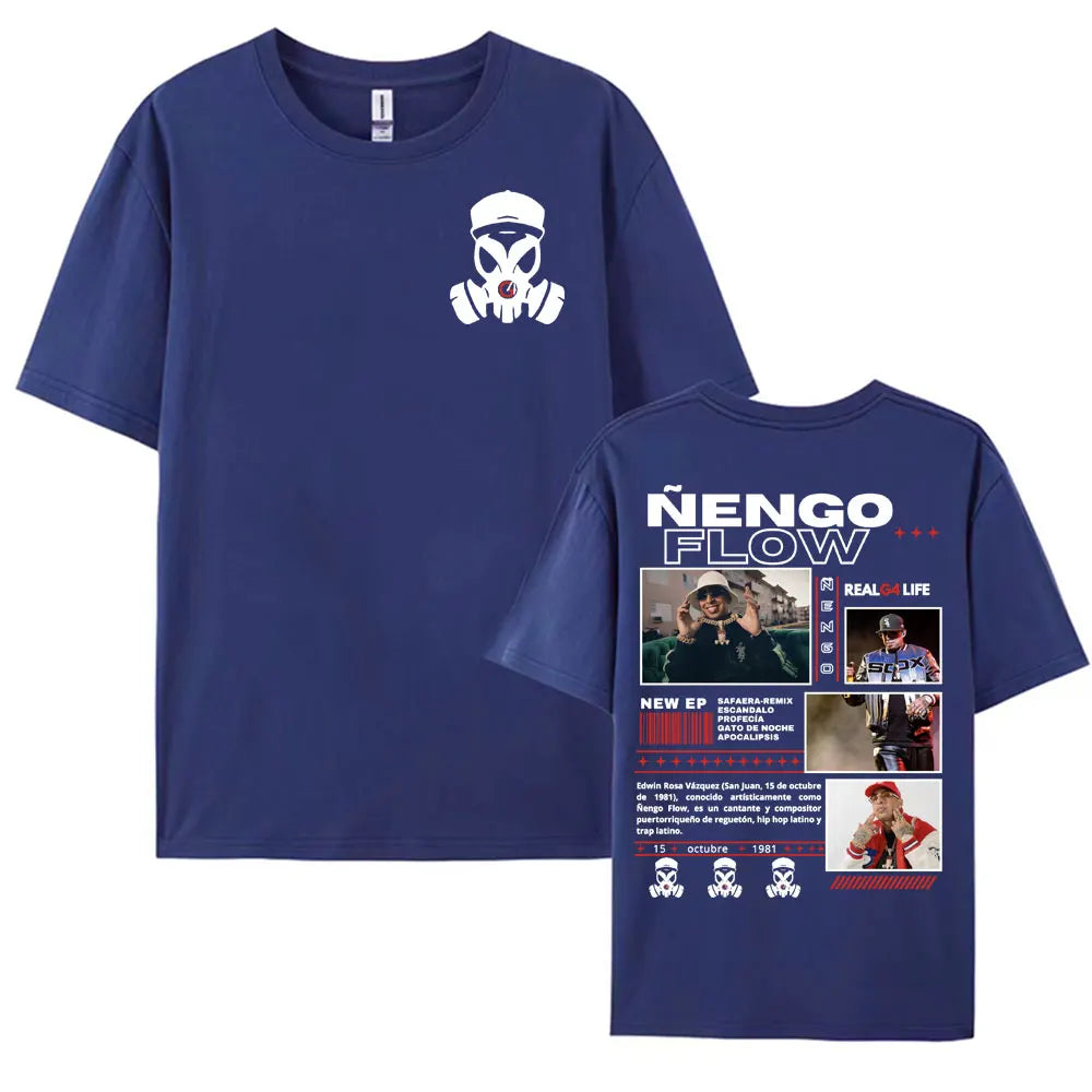Rapper Nengo Flow Real G4 Life Tour Graphic T Shirt Men Women Vintage Hip Hop  Pop Music T-shirt Fashion Oversized Cotton Tshirt