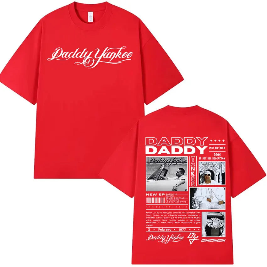 Rapper Daddy Yankee 2024 Tour Graphic T Shirts Men's Retro High Quality Oversized Cotton T-shirt Y2k Man Hip Hop Clothing Tshirt