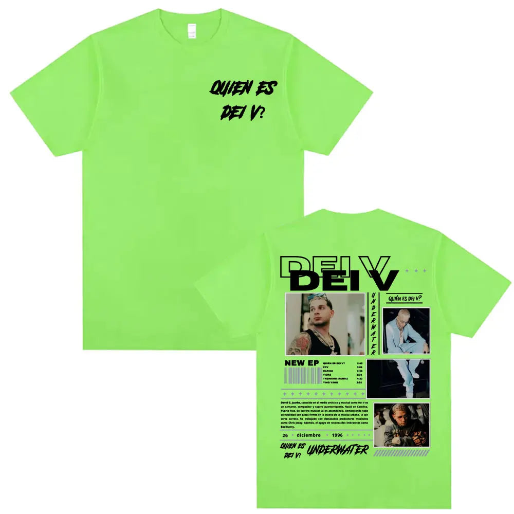 Rapper Quien Es Dei V? Underwater Tour Cover Tshirt Men Harajuku Fashion Hip Hop Punk T-shirt Unisex High Quality Casual T Shirt
