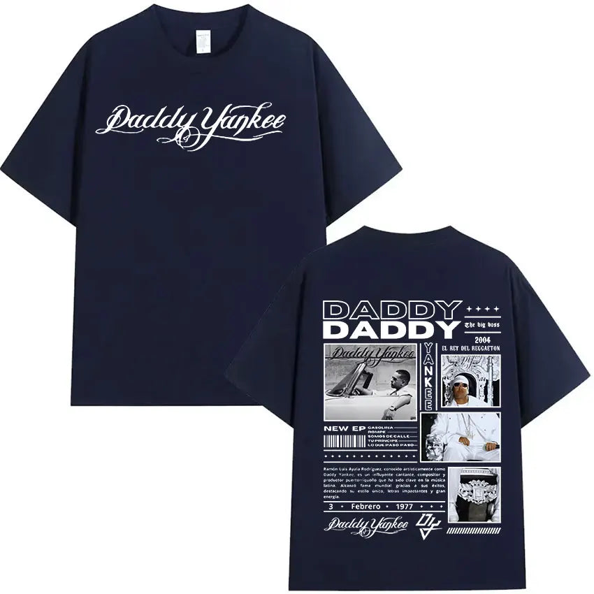 Rapper Daddy Yankee 2024 Tour Graphic T Shirts Men's Retro High Quality Oversized Cotton T-shirt Y2k Man Hip Hop Clothing Tshirt