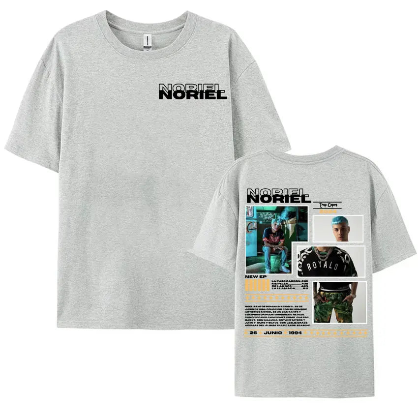 Rapper Noriel Album Tour Cover T-shirts for Men Women Hip Hop Pop Music Harajuku Y2k T Shirt Male High Quality Oversized T-shirt