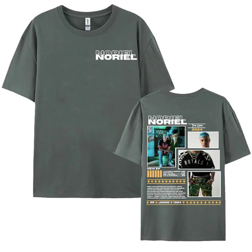 Rapper Noriel Album Tour Cover T-shirts for Men Women Hip Hop Pop Music Harajuku Y2k T Shirt Male High Quality Oversized T-shirt