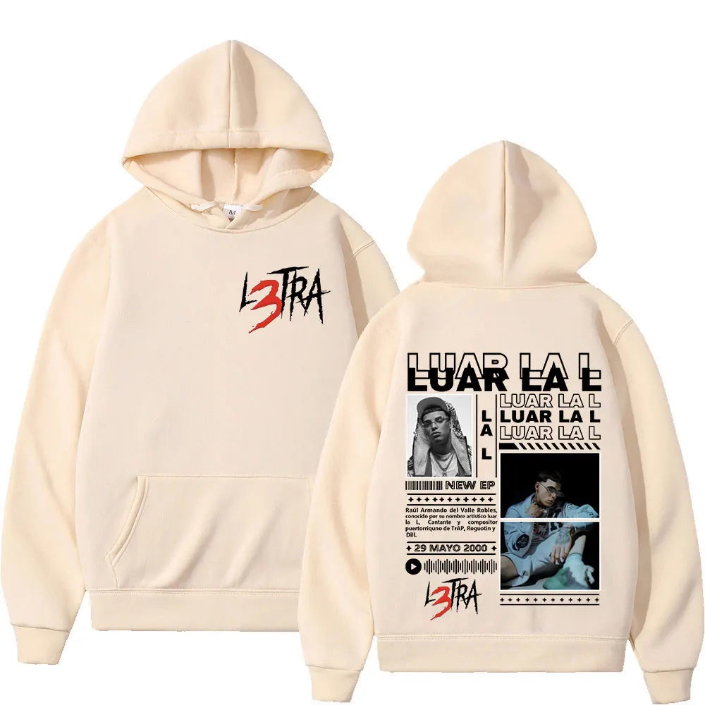 Rapper Luar La L Music Album L3TRA Hoodie Men's Clothing Hip Hop Hooded Sweatshirts Fashion Casual Oversized Pullover Streetwear
