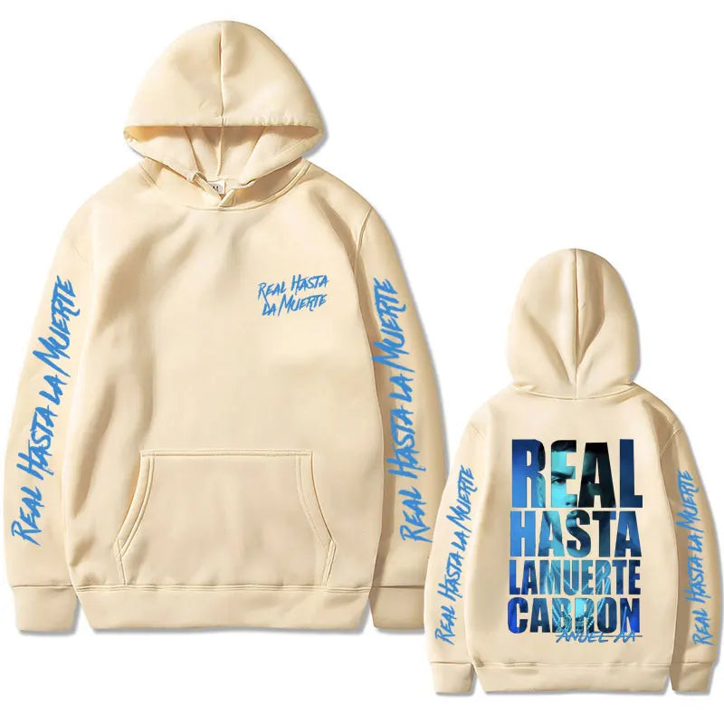 Rapper Anuel AA Hoodie Real Hasta La Muerte Print Sweatshirt Male Fashion Vintage Hoodies Men Women Hip Hop Oversized Streetwear
