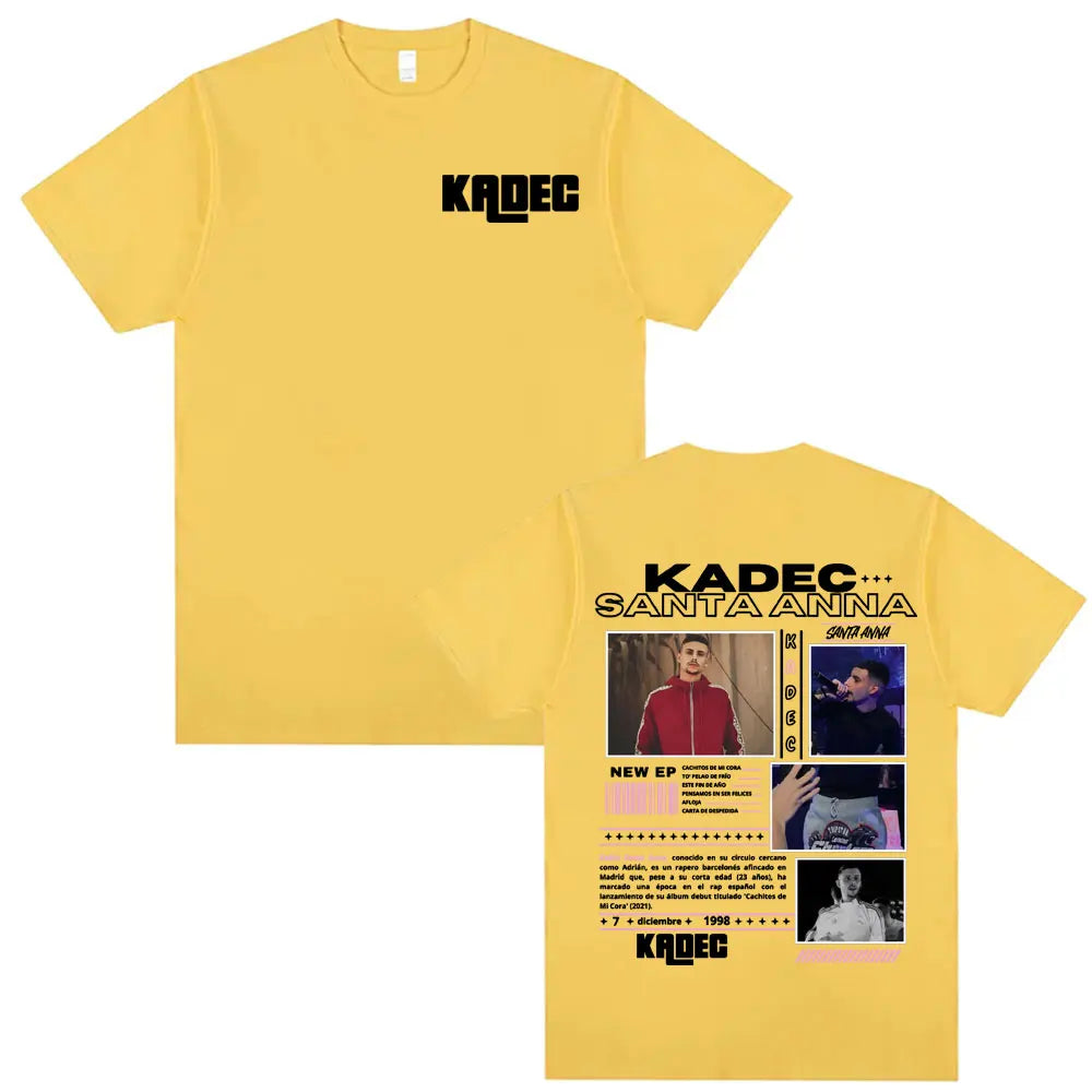 Rapper Kadec Santa Anna 2025 Tour T Shirt Men Women High Quality Casual Oversized T-shirts Vintage 100% Cotton Crewneck T-shirt